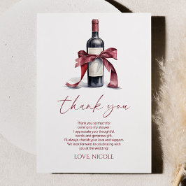 Vino Before Vows Red Wine Flasche Bow Brautparty Dankeskarte