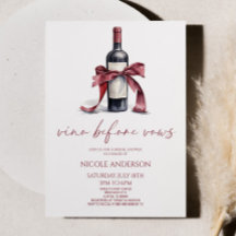 Vino Before Vows Red Wine Flasche Bow Brautparty