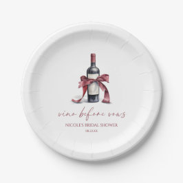 Vino Before Vows Red Wine Flasche Bow Brautparty Pappteller