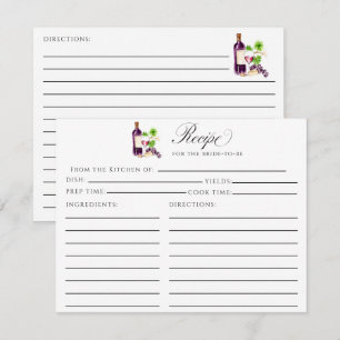 Vino Before Vows Rezeptkarte Einlage für Brautpart Begleitkarte