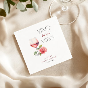 Vino Before Vows Rosa Brautparty zum Thema Wein Serviette
