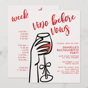 Vino Before Vows Rotwein-Junggesellinnen-Abschieds Einladung