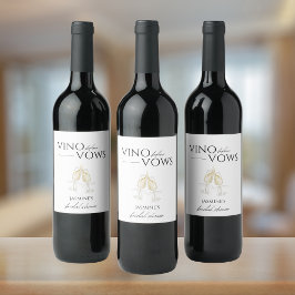 Vino before Vows White Floral Bridal Shower Weinetikett