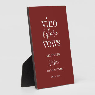 Vino Before Vows Willkommensschild Fotoplatte