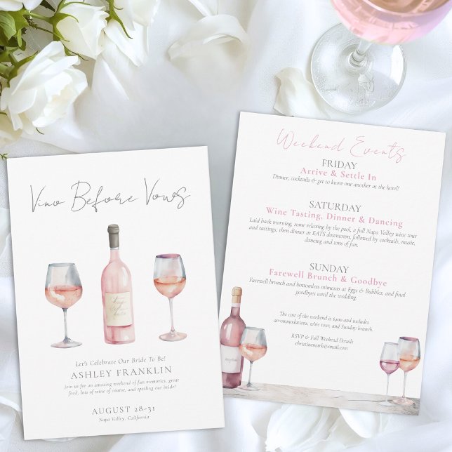 Vino Before Vows Wine Bachelorette Einladung (Vino Before Vows Wine Bachelorette Invitation)
