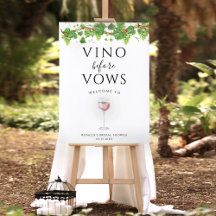 Vino Before Vows Wine Brautparty Begrüßungszeichen