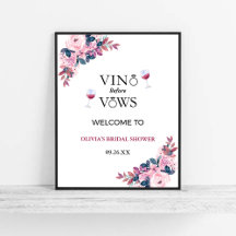 Vino Before Vows Wine Brautparty Begrüßungszeichen