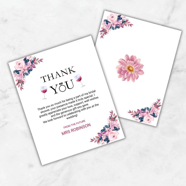 Vino Before Vows Wine Brautparty Danke Karte (Budget Vino Before Vows Wine Bridal Shower Thank You Card )