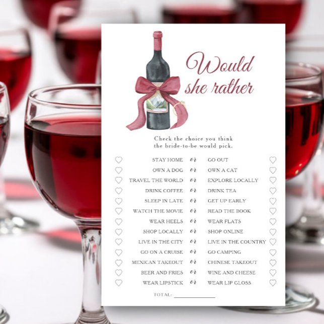 Vino Bridal shower Would she rather game (Von Creator hochgeladen)