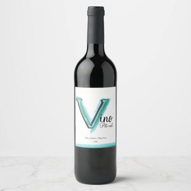 Vino italien pét-nat vin V lettre art étiquette (Devant)