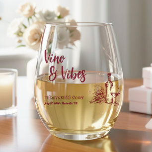 Vino & Vibes Brautparty Weinglas Ohne Stiel