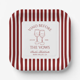 Vino vor den Vows Bachelorette Weekend Pappteller