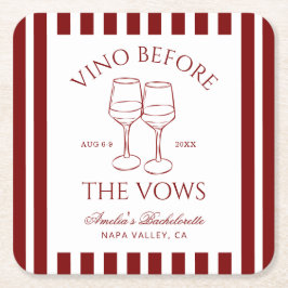 Vino vor den Vows Bachelorette Weekend Rechteckiger Pappuntersetzer