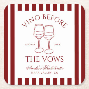 Vino vor den Vows Bachelorette Weekend Rechteckiger Pappuntersetzer
