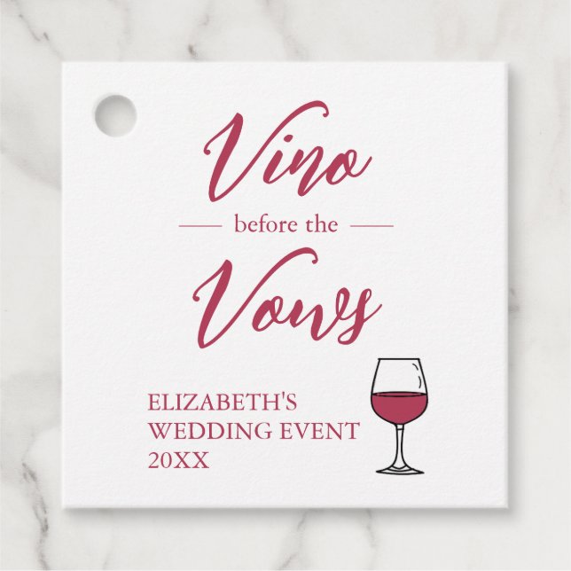 Vino Vor den Vows Brautparty/Bachelorette Geschenkanhänger (Vorderseite)