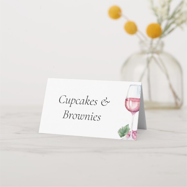 Vino vor Vows Brautparty Buffet Food Label Platzkarte (Vorderseite)