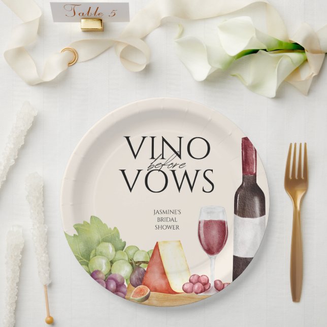 Vino vor Vows Charcuterie Board Brautparty Pappteller (Hochzeit)