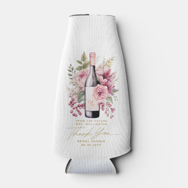 Vino vor Vows Elegantes Brautparty Koozie Flaschenkühler (Vorderseite)