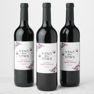 Vino vor Vows Elegantes florales Brautparty Weinetikett