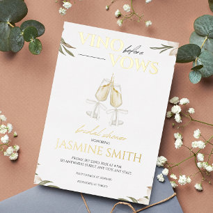 Vino vor Vows Gold White Floral Brautparty F Folieneinladung