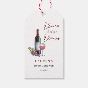 Vino vor Vows Weinthema Brautparty Geschenkanhänger