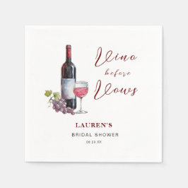 Vino vor Vows Weinthema Brautparty Serviette