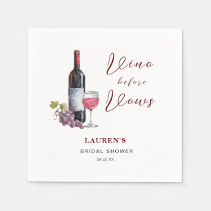 Vino vor Vows Weinthema Brautparty Serviette