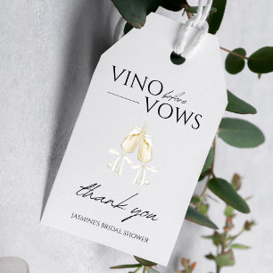 Vino vor Vows Weißes Brautparty Geschenkanhänger
