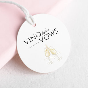 Vino vor Vows Weißes Brautparty Geschenkanhänger