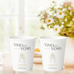 Vino vor Vows White Magnolia Brautparty Pappbecher
