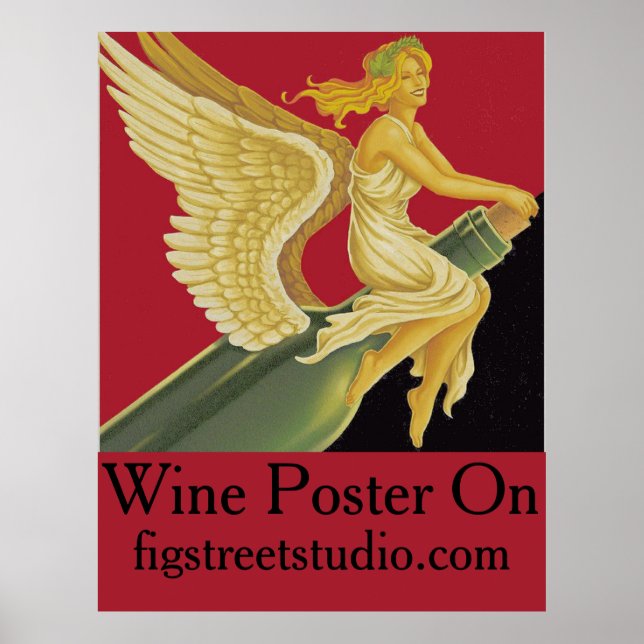 Vino- Weinfliegen, Text hinzufügen, Vintage Poster (Vorne)