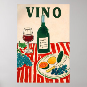 Vino-Weinposter, Italienische Küche Wandkunst Poster