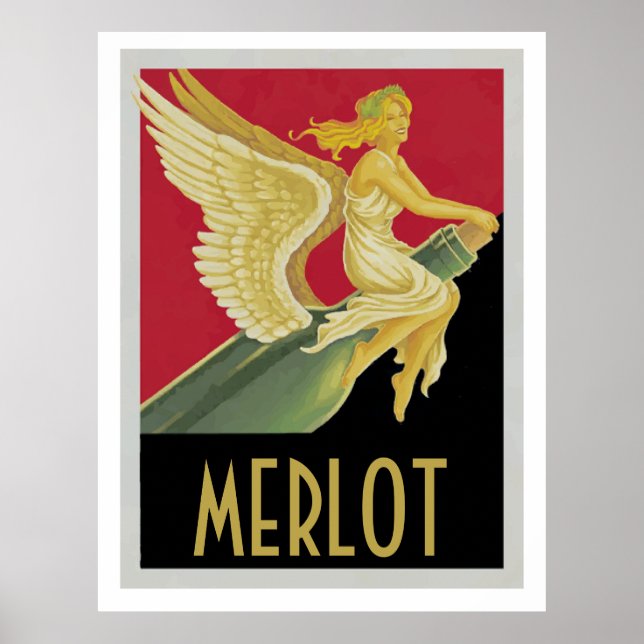 Vino- Wine Merlot Posters, personalisieren Poster (Vorne)