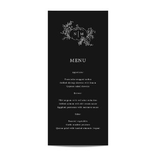 Vins citrouilles Monogramme noir Menu Mariage