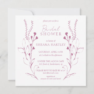 Vins et fleurs roses Invitation douche nuptiale