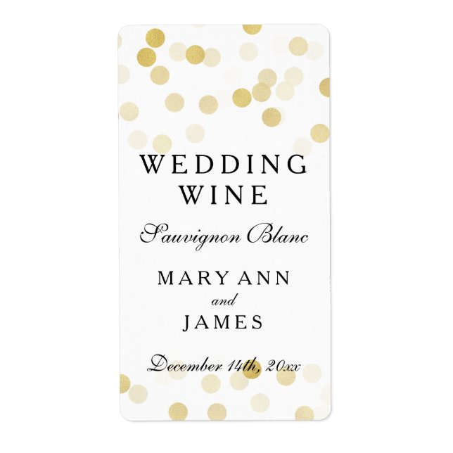 Vins mariages Étiquette Faux Gold Foil Parties sci (Devant)