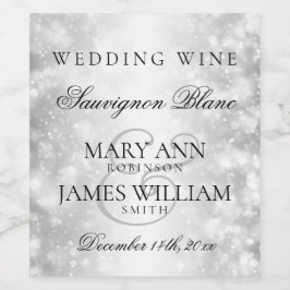 Vins mariages Étiquette Silver Shimmer Lumières