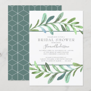 Vins modernes Botanique Douche nuptiale Invitation