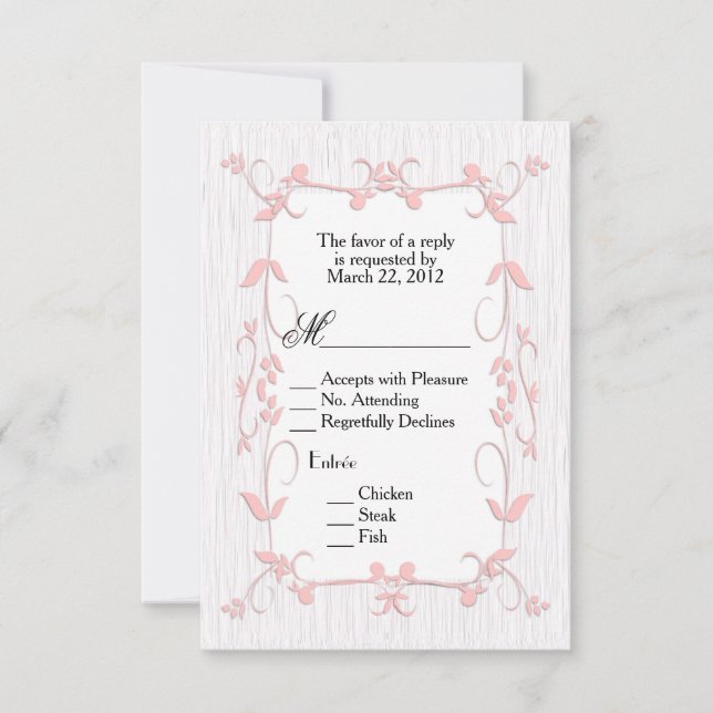 Vins roses sur bois RSVP avec choix de menu (Devant)