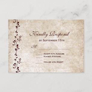 Vins vintages Élégant Mariage rustique Cartes RSVP