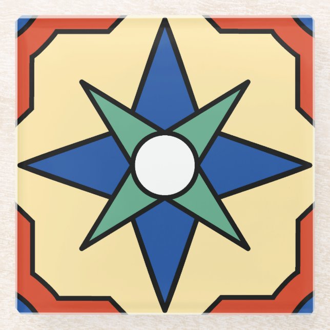 Vinta Catalina Island Tile Design Glasuntersetzer (Vorderseite)