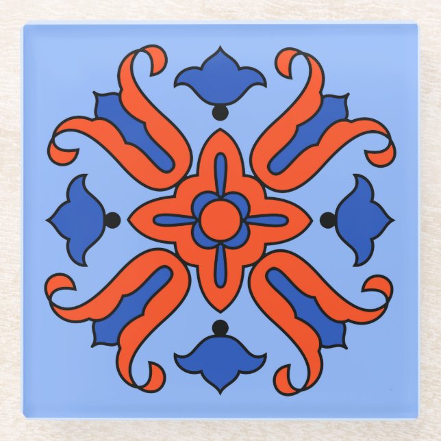 Vinta Catalina Island Tile Design Glasuntersetzer (Vorderseite)