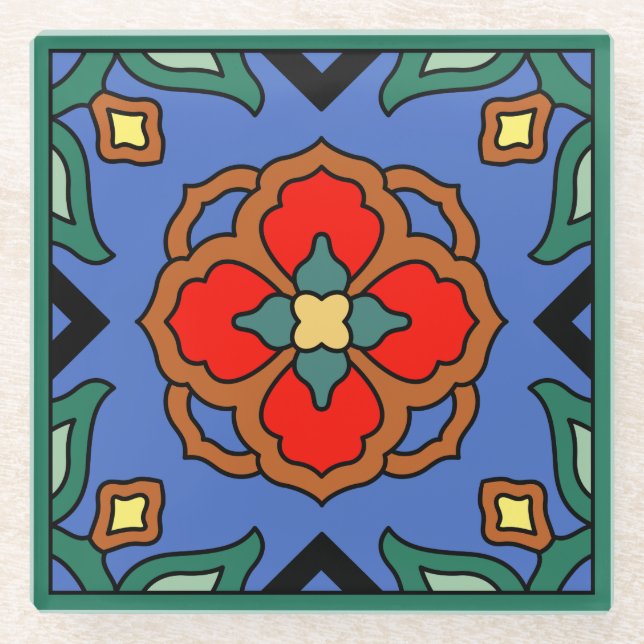 Vinta Catalina Island Tile Design Glasuntersetzer (Vorderseite)