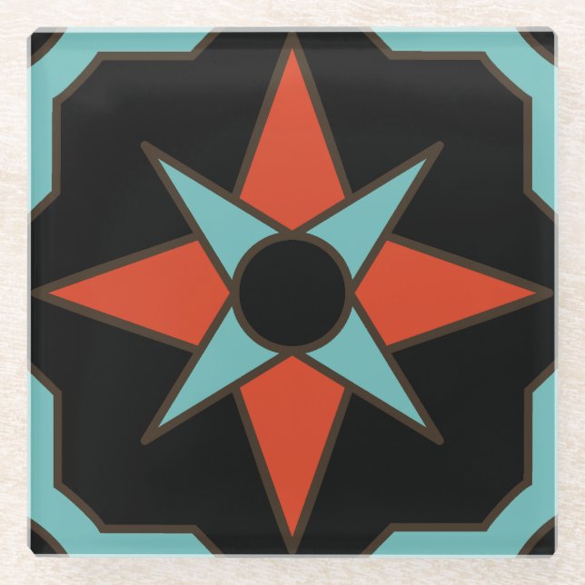 Vinta Catalina Island Tile Design Glasuntersetzer (Vorderseite)