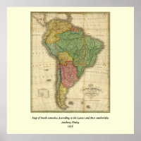 Vintag 1826 South America Map von Anthony Finley