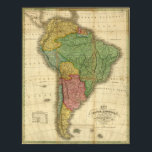 Vintag 1826 South America Map von Anthony Finley Poster<br><div class="desc">Karte von Südamerika Nach dem neuesten und besten Behörden High Resolution Bild geeignet für große oder kleine Kopien. Dies ist eine Reproduktion und kann digital verbessert worden sein,  um Fehler,  große Flecken,  etc. zu reparieren. Bild mit freundlicher Genehmigung von OldBookArt.com.</div>