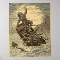 Vintag 1879 Großer Tintenfisch