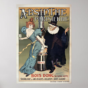 Vintag 1896 Jugendstil Absinth Parisienne Poster