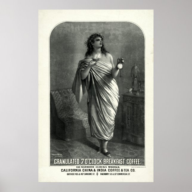 Vintag 1896 Kaffeewerbung Poster (Vorne)