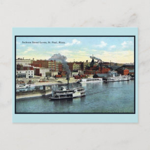 Vintag 1900 Jackson Street Levee, St. Paul MN Postkarte